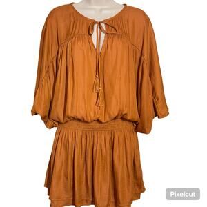 Nyland V-Neck Burnt Orange Mini Dress, Women's Size M